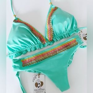 NWT Aqua Handmade Sexy Swimsuit Bathing Suit Bikini Colombian